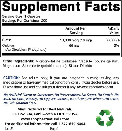 Best Naturals Biotin 10,000 Mcg & Vitamin K2 (MK7) with D3