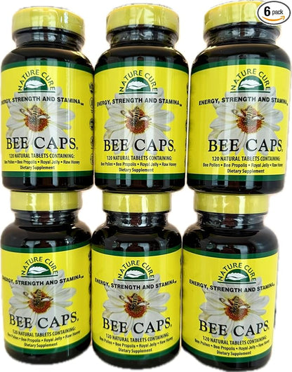 Original Bee Caps in Brown Bottles - 6 Pack - 120 Count Each Bottle