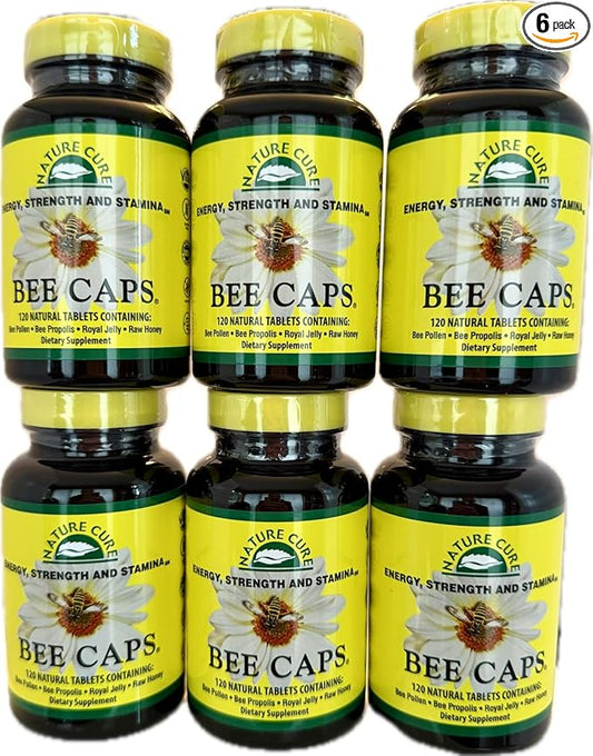 Original Bee Caps in Brown Bottles - 6 Pack - 120 Count Each Bottle