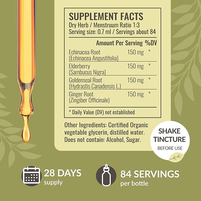 HERBAMAMA Liquid Drops Kit - Bundle of Liquid Immune Support Drops & Turmeric with Ginger Tincture 2 fl oz - Vegan, Non-GMO, Sugar & Alcohol-Free - 2 Pack