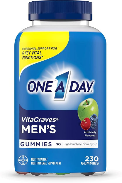 One A Day Men’s Multivitamin Gummies, Multivitamin for Men with Vitamin A, C, D, E, Calcium & More To Support Healthy Muscle Function, Gummies, 230 Count