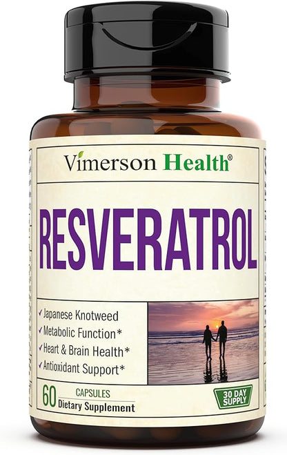 Japanese Knotweed Capsules - Resveratrol Supplement with 1000mg Japanese Knotweed, Green Tea Extract, Quercetin, Grape Extract. Potent Antioxidant for Healthy Aging & Cardiovascular Support. 60 Caps