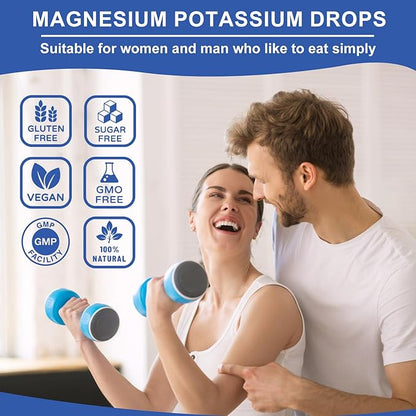 Potassium Magnesium Liquid Drops Supplement with Potassium, Magnesium,Calcium, Vitamin D3, Zinc, for Leg Cramps, Energy, Metabolism, for Adult and Kid,Sugar Free