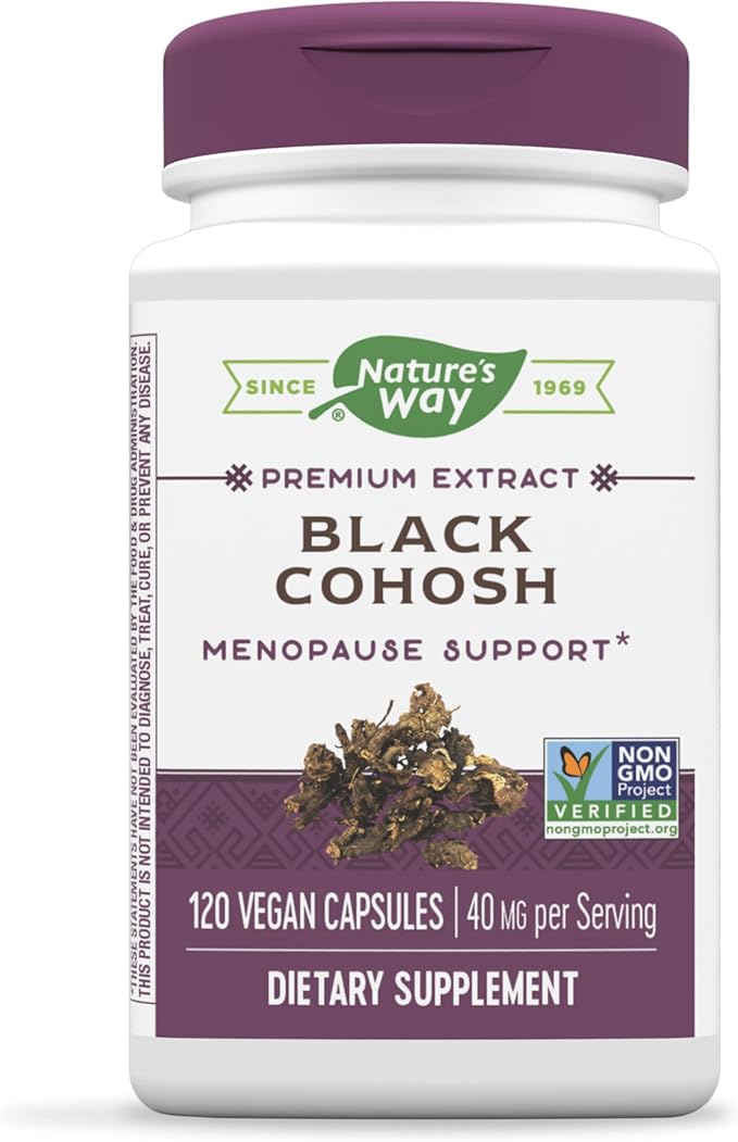 Nature's Way Premium Black Cohosh, Menopause Support for Women*, 40 mg per serving, 120 Vegan Capsules