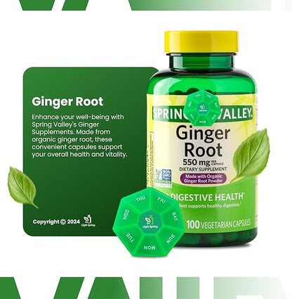 Ginger Root 550 mg, 100 Vegetarian Capsules with Bundle Exclusive Vitamins & Minerals - A to Z - Better Ligth&Spring Guide