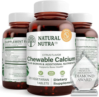 Natural Nutra Chewable Calcium Supplement for Bone Strength, Promotes Muscle Health, Helps Enhance Teeth Health, Support Nerve Health, and Cardiovascular Health, Improve Bone Strength, 120 Tablets