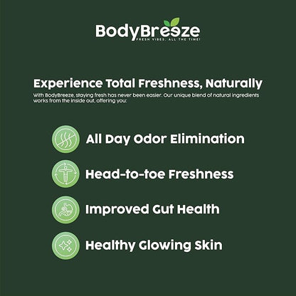 Internal Deodorant Supplement | Natural Chlorophyll 90 Capsules for Body Odor Control, Gut Health, and Fresh Breath | Vegan, Detox Support & Skin Health | Odor Eliminator for Men & Women