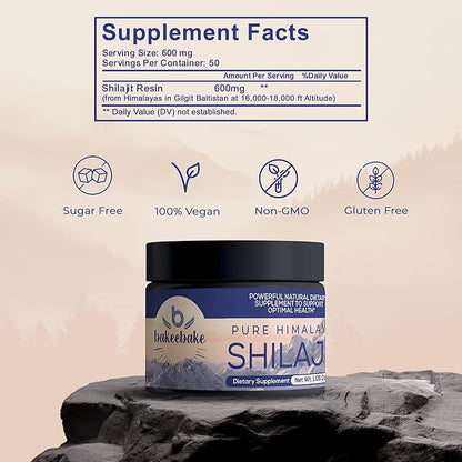 Shilajit Pure Himalayan Organic | Natural Resin with 85+ Trace Minerals | Shilajit for Men | Pure Shilajit Resin | Vegan-Friendly |Organic Shilajit