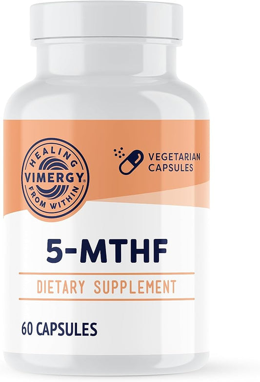Vimergy 5-MTHF Capsules – 60 Servings (1 Capsule/Serving) 8500mcg L-Methylfolate Glucosamine and 500 mcg Vitamin B12 Supplement –Bioavailable Folate Supplement for Women and Men Vegan 5 mthf (60 ct)