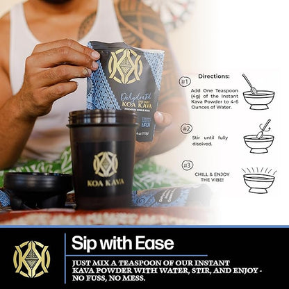 Koa Kava Dehydrated Instant Kava - 100% Dehydrated Instant Green Fijian Kava Root Powder, 8 oz (226g) Bag