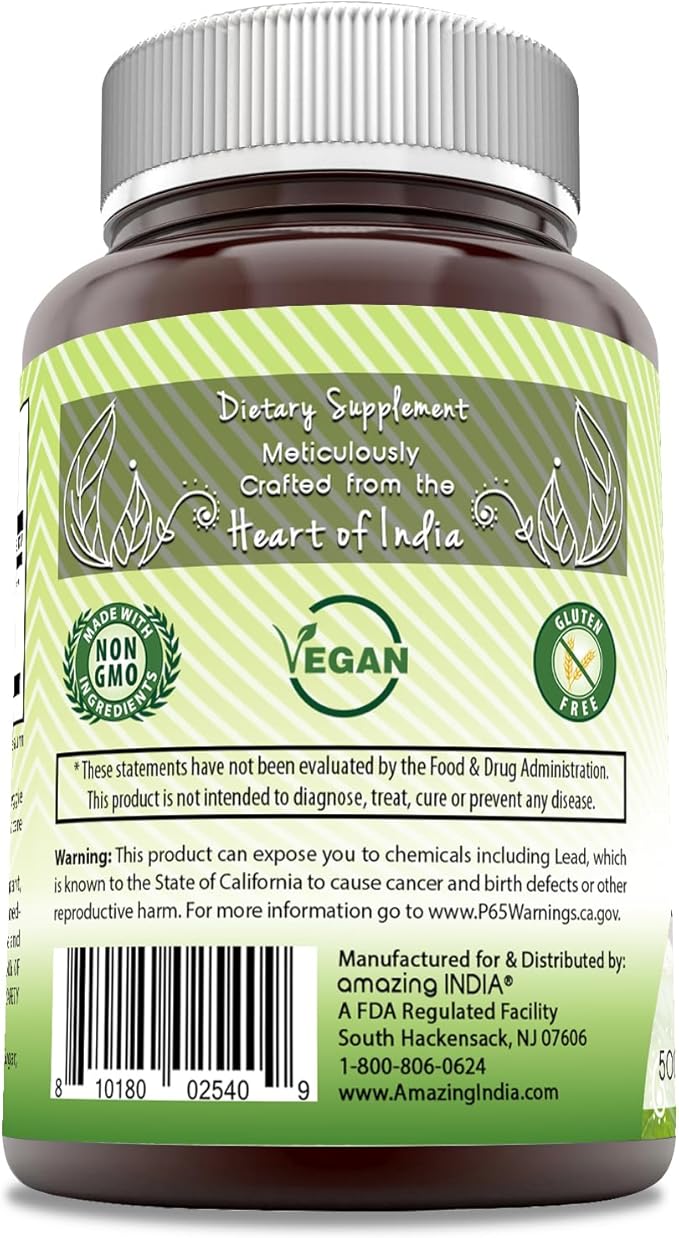 Amazing India Natural Triphala Supplement | 500 Mg per Serving | 120 Veggie Capsules | Non-GMO | Gluten-Free | Made in USA