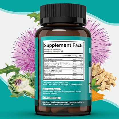 Milk Thistle Supplement - Liver Detox Cleanse Formula Herbal Liver Support with Milk Thistle, Dandelion Root, Artichoke, Turmeric, Astragalus for Liver Health, 90 Capsules-67