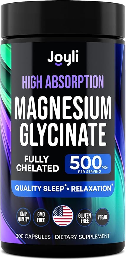 Magnesium Glycinate 500MG - Magnesium for Sleep - High Absorption Chelated Magnesium Supplement - Ashwagandha Root Extract + Manganese - Glicinato De Magnesio 400mg + 100mg 200 Vegan Capsules