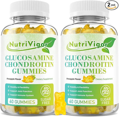 Glucosamine Chondroitin Gummies, Extra Strength Joint Support Supplement with MSM & Elderberry, Joint Support Supplement for Adults, Men & Women, Pineapple Flavor, 120 Count