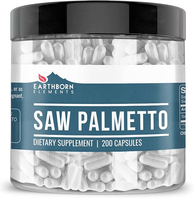 Earthborn Elements Saw Palmetto 200 Capsules, Pure & Undiluted, No Additives