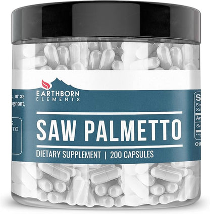 Earthborn Elements Saw Palmetto 200 Capsules, Pure & Undiluted, No Additives