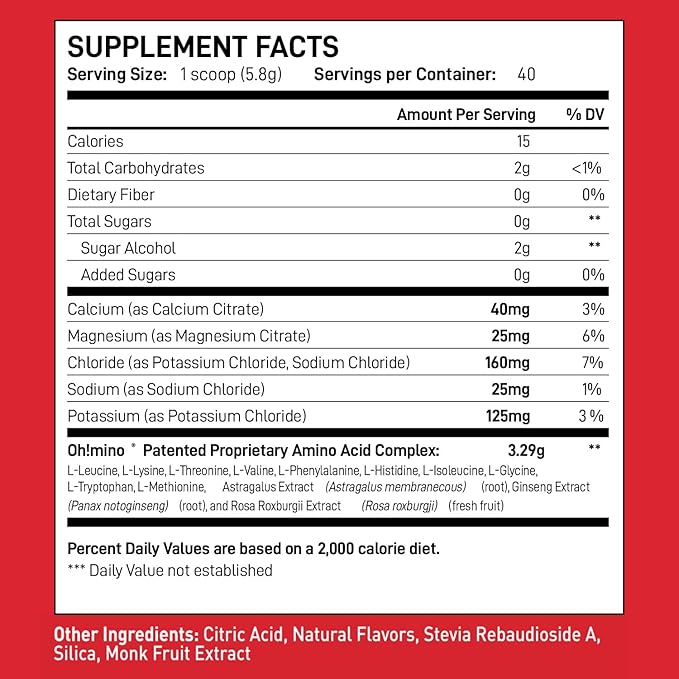 Ohmino Essential Amino Acids for Muscle Gain - BCAAs and EAA Amino acids Powder Supplement, Pre & Post Workout - Non Caffeine, Non Dairy, Vegan, Zero Sugar & Net Carbs - 40 Servings (Tropical Splash)