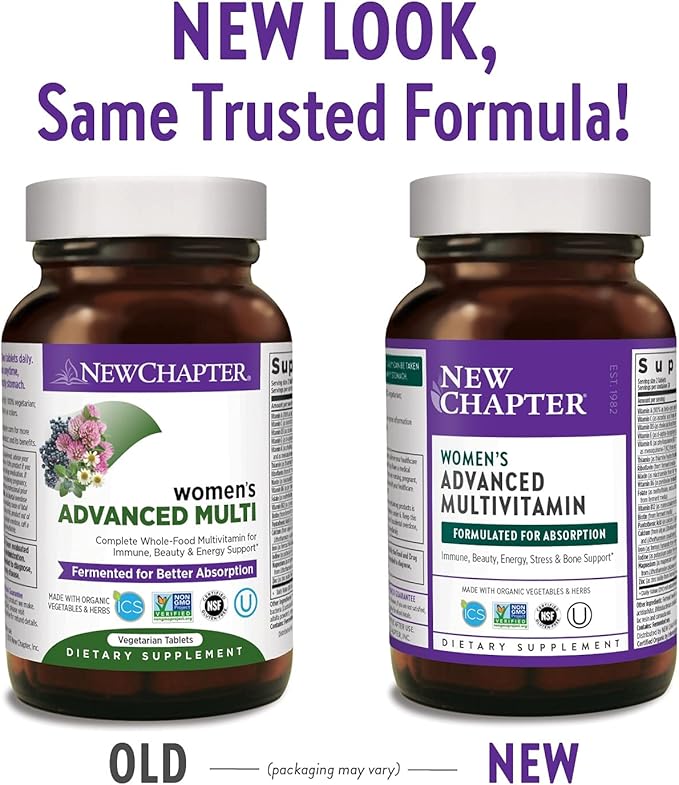 New Chapter Women's Multivitamin, Every Woman, Fermented with Probiotics + Iron + Vitamin D3 + B Vitamins + Organic Non-GMO Ingredients - 48 ct