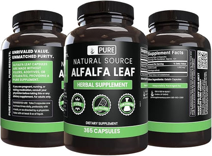 PURE ORIGINAL INGREDIENTS Alfalfa Leaf (365 Capsules) No Magnesium Or Rice Fillers, Always Pure, Lab Verified