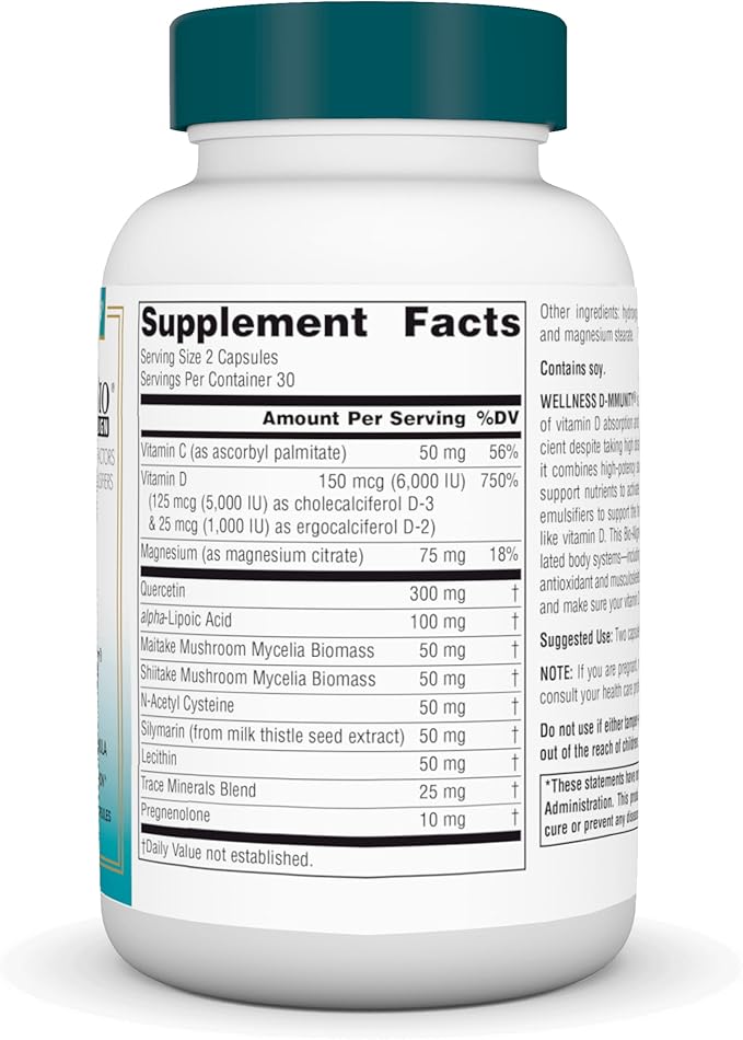 Source Naturals Wellness D-mmunity, Bio-Aligned Vitamin D Immune Formula, Supports Optimal Absorption and Utilization* - 60 Vegetarian Capsules