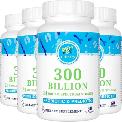Probiotics for Women & Men - 300 Billion CFU, 24 Strains Probiotics + 15 Organic Herbs Prebiotics for Digestive, Gut Health, Immune, Constipation, Diarrhea & Whole-Body Health - 8 Months Supply