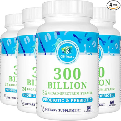 Probiotics for Women & Men - 300 Billion CFU, 24 Strains Probiotics + 15 Organic Herbs Prebiotics for Digestive, Gut Health, Immune, Constipation, Diarrhea & Whole-Body Health - 8 Months Supply