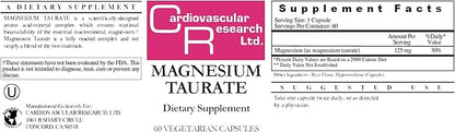 Cardiovascular Research Magnesium Taurate 125 mg New Tamper Resistant Ship Box 120 Count