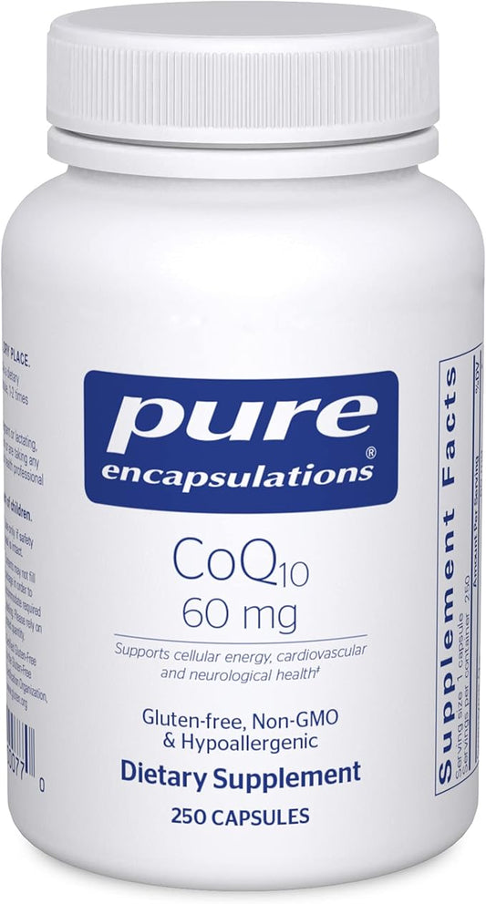 Pure Encapsulations CoQ10 60 mg | Coenzyme Q10 Supplement for Energy, Antioxidants, Brain and Cellular Health, Cognition, and Cardiovascular Support* | 250 Capsules