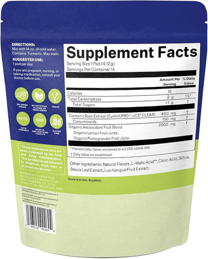 Turmeric Citrus Medley - Turmeric Powder Packets for Water, Turmeric Curcumin Supplement, No Sugar Drink Mix for Natural Recovery Support - Citrus Flavor, Powder Pods (14 Pack)