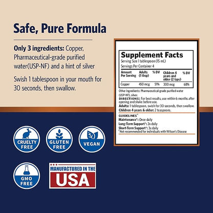 Sovereign Copper Pro-Strength Copper Hydrosol – Bio-Active Liquid Copper Supplements for 4-in-1 Health Support – 8 fl oz