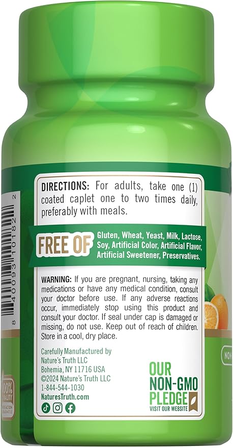 Nature's Truth Vitamin C 1000mg | 60 Caplets | with Wild Rose Hips | Vegan, Non-GMO & Gluten Free Supplement