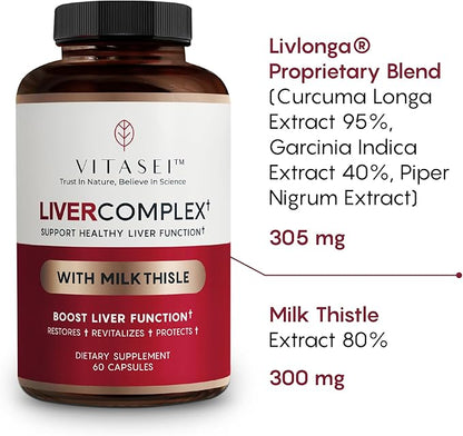 Liver Cleanse Detox & Repair, Liver Complex W/Milk Thistle Extract, Garcinia, Curcumin C3, Support Herbal Dietary Supplement, Detox Formul for Women & Men, 60 Capsules