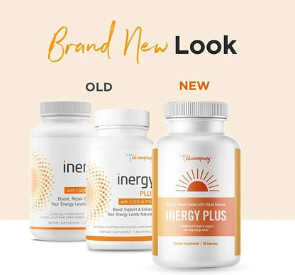 BB Company InergyPLUS | Energy Vitamins for Women, Fatigue, Natural Energy Supplements for Focus | Vitamin B12, Folic Acid, Rhodiola Rosea, Cordyceps, CoQ10, Caffeine Free | Packaging Vary | 60 Ct
