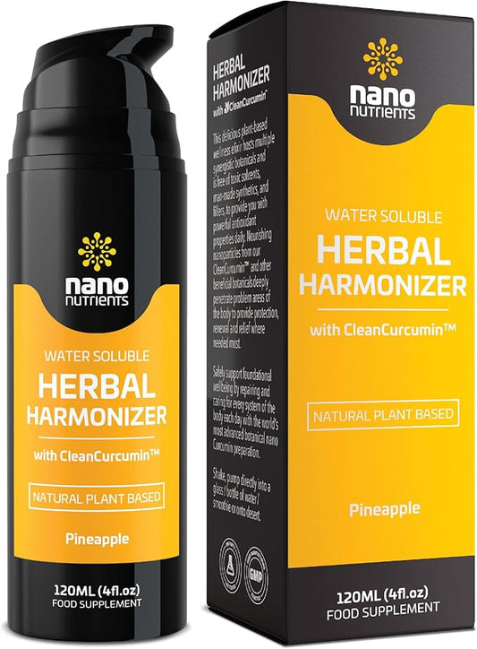 Herbal Harmonizer with CleanCurcumin(TM) - Multi Botanical Antioxidants Supplement - Water Soluble - Nano Curcumin - Holistic Wellness Defender - Healthy Drink Mix (4 fl.oz, Pineapple)