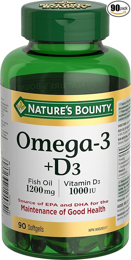 Nature's Bounty Omega-3 + D3 Fish Oil 1200mg / Vitamin D3 1000IU 90 softgels