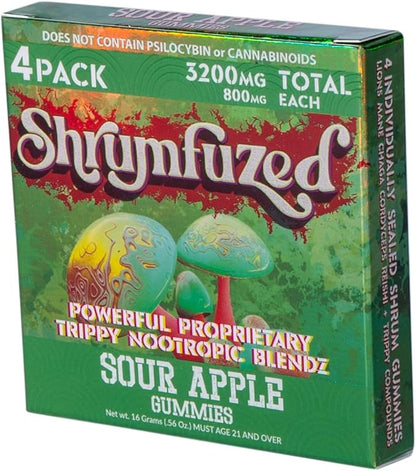 Proprietary Nootropic Gummy 3200mg - Lion's Mane, Reishi, Chaga, and Cordycep Nootropic Tripee Mushroom Blend (4, Sour Apple)