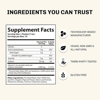 Aurora Nutrascience Mega-Pack Liposomal Vitamin C, Immune Support, 3,000 mg Per Serving, Vegan, Gluten Free, Non-GMO, 10 Single Serve Packets, Orange