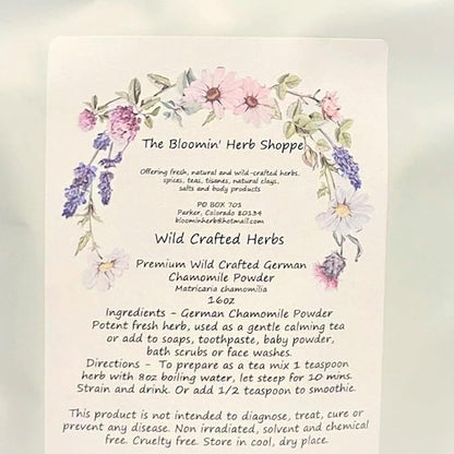Wildcrafted German Chamomile Flowers Dried Powder 16oz Tea The Bloomin Herb Shoppe