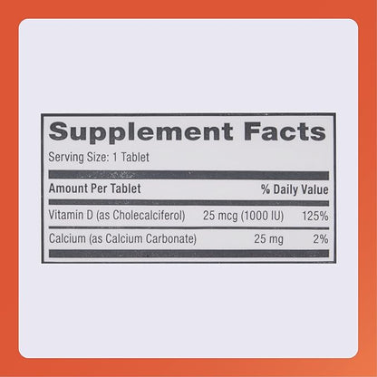 Rugby Vitamin D3, 25 mcg (1,000 IU) - Dietary Supplement - 100 Tablets