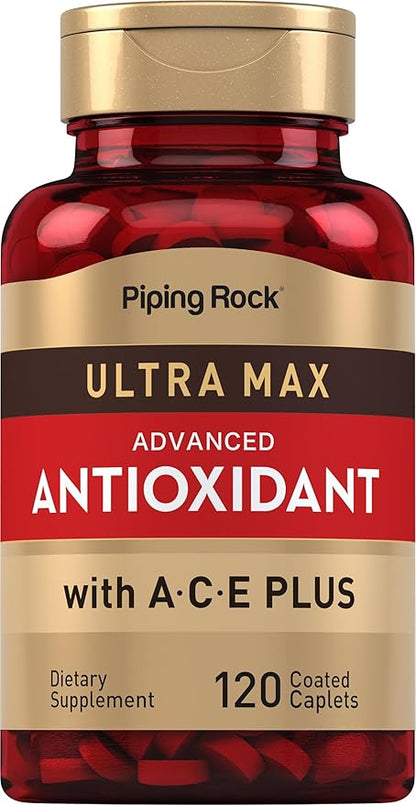 Piping Rock Antioxidant Supplements 120 Caplets | Advanced Formula for Men and Women | with Vitamin A, C, E | Ultra Max Complex | Non-GMO, Gluten Free