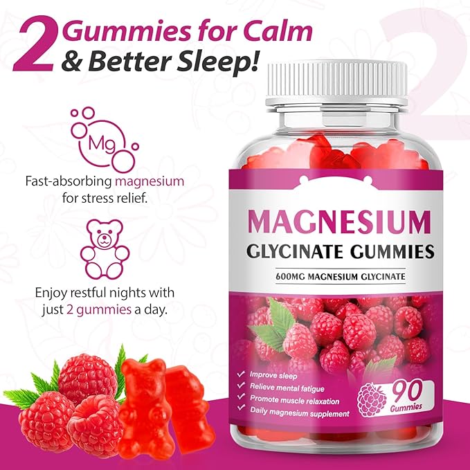 Magnesium Glycinate Gummies 600mg for Adults Gummy Chewable Kids Sleep Sugar Free Green People Bisglycinate Organic Chews Magnesio Calm Trace Glycine Women Supplement Complex Calcium Zinc