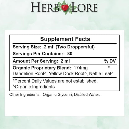 Herb Lore Iron Tonic - Organic Liquid Iron Drops Supplement for Kids & Women - Baby, Infant & Toddler Friendly - Plant Based, Vegan, Gentle, Non Constipating Herbal Tincture (2 fl oz)