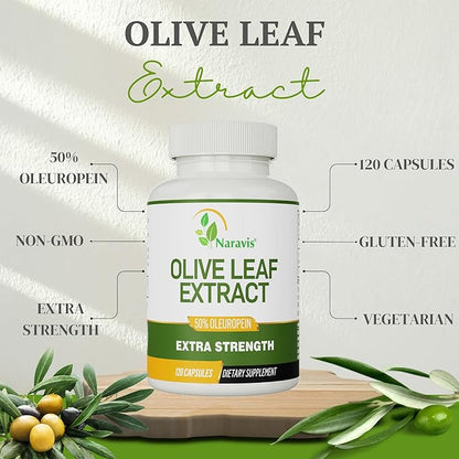 Olive Leaf Extract - 4-Month Supply - 50% Oleuropein Highest Concentration