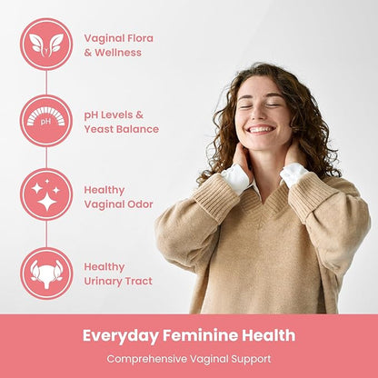 Vaginal Probiotics for Women pH Balance | 50 Billion CFU Womens Probiotic + Cranberry Pills for Vaginal Health, Healthy Odor, Yeast, Urinary Tract | Vegan Women's Probiotics and Prebiotics Supplement
