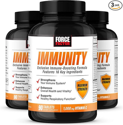 Force Factor Immunity, Immune Support Booster with Elderberry and 1000mg of Vitamin C, Plus Vitamin D, Zinc, Probiotics, Antioxidants, and Echinacea for Immune Health Defense, 90 Count (Pack of 3)