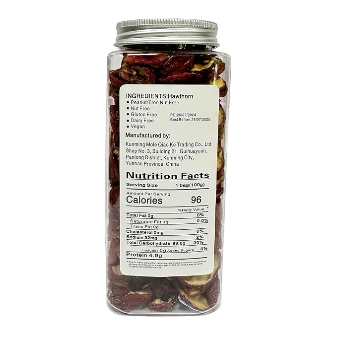 Premium Seedless Dried Hawthorn 160g（5.64oz） Nature Sun-Dried Hawthorn,shanzha Herbal Tea Hawthorn Fruit Tea 山楂干 无硫山楂片