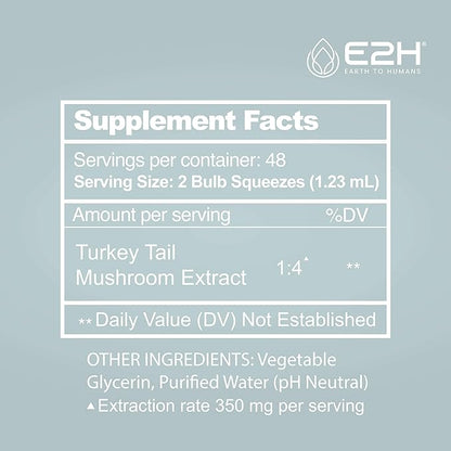 E2H Turkey Tail Mushroom Extract - All-Natural Immune System & Digestive Support from Advanced Mushroom Supplement - Turkey Tail Mushrooms Supplement - Non-GMO, Vegan (3 Bottles)