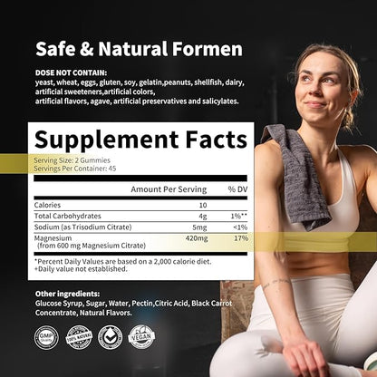 Magnesium Citrate Gummies 420mg per Serving - Promotes Healthy Relaxation, Muscle, Bone, & Energy Support (90 Orange Gummies).