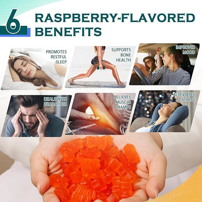 Magnesium Glycinate Gummies 1000mg - Sugar Free Magnesium Potassium Supplement with Vitamin D, B6, CoQ10 for Calm Mood & Sleep Support - 120 Orange Gummies