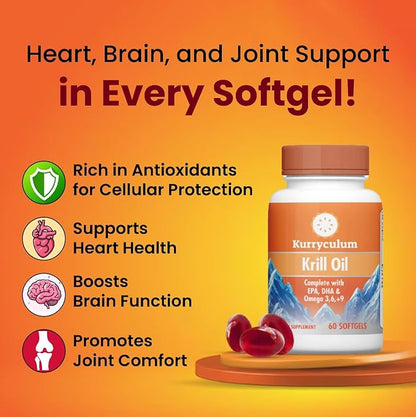 Krill Oil Softgels, 60 Count, with EPA, DHA & Omega 3,6,9